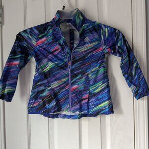 Toddler Girl Adidas Windbreaker, Blue, Zip, Pockets, Size 4